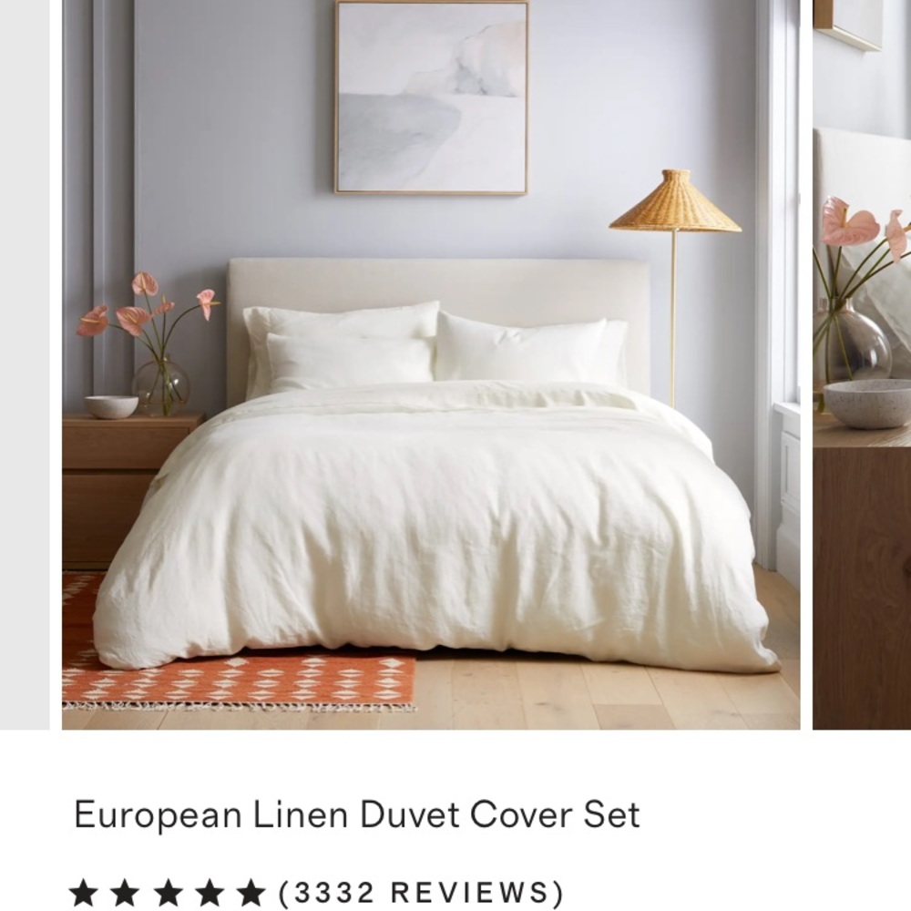 Quince European White Linen King Duvet Cover